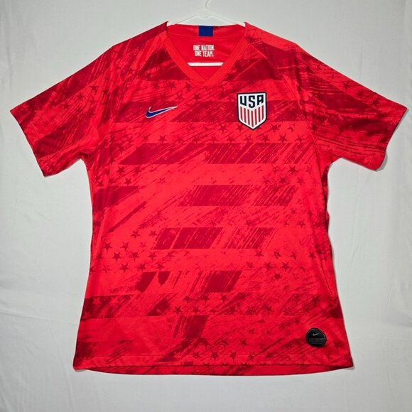 USA Soccer Jersey Men’s Large Nike Red 2019/20 USMNT Away Kit World Cup Gold Cup - Picture 1 of 7